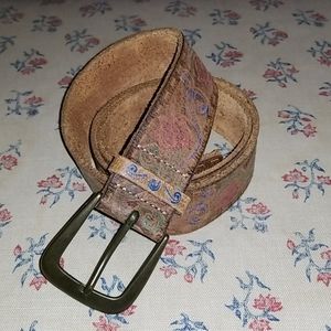 Floral Tooled Genuine Leather Belt